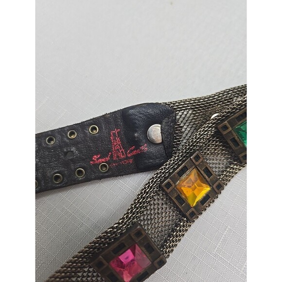 Vintage Women\'s Sand Castle USA Silver Metal Mesh Rhinestone Belt RARE **READ** main image 6